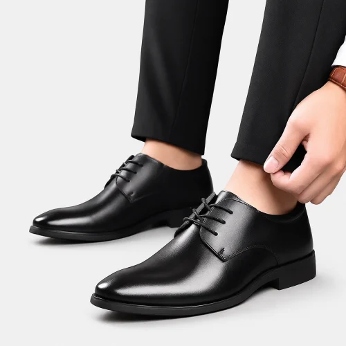 Alt: " Home product image – Acuvick " Premium Men's Black Business Casual Slip-On Loafers with Height-Increasing Comfort