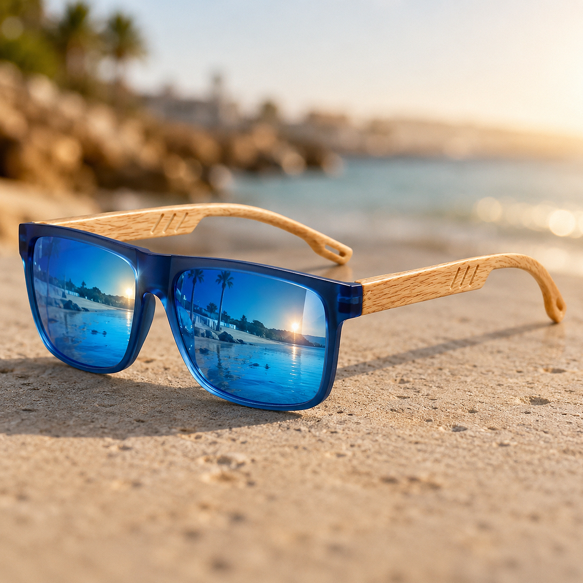 Alt: " Premium Square UV400 Sunglasses for Men & Women product image – Acuvick " Premium Square UV400 Wood Grain Fashion Sunglasses for outdoor lifestyle activities, featuring lightweight comfort, stylish square frames, and UV400 protection for everyday adventures.