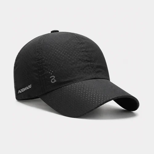 Black quick-dry breathable outdoor sun cap for hiking and fishing