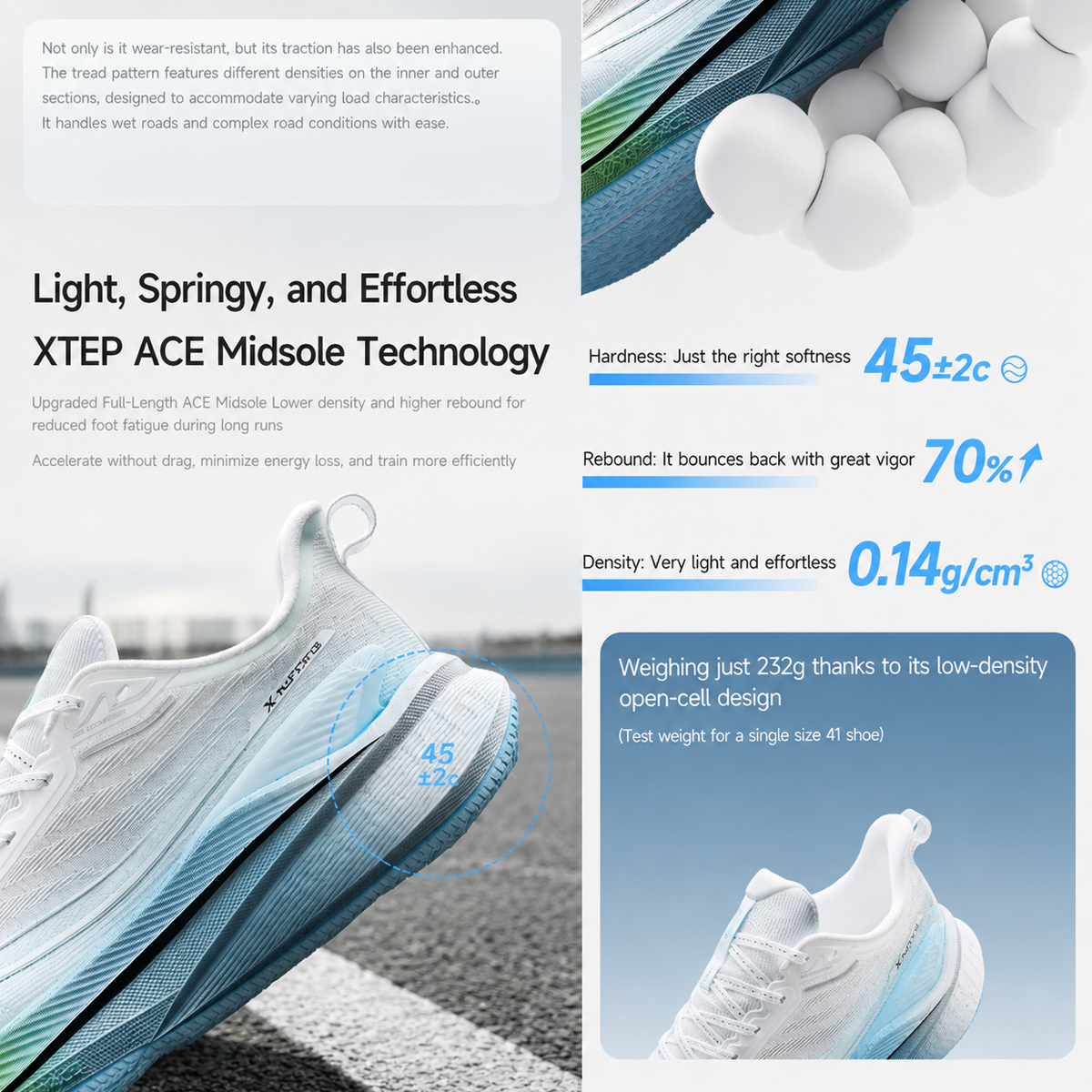 Xtep 2000KM 3.0 lightweight cushioned running shoes showcased on a professional athletic track surface.