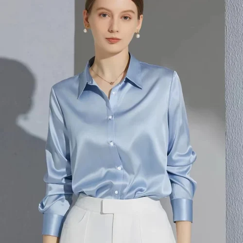 Women's Satin Button-Down Blouse