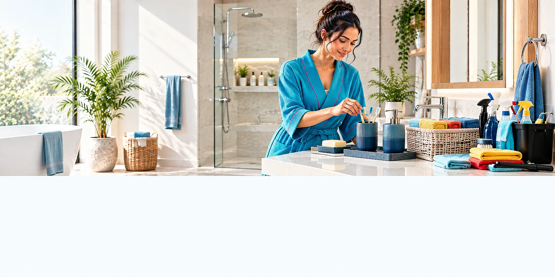 Bathroom Essentials Bathroom Essentials with stylish bathroom accessories, storage and cleaning products