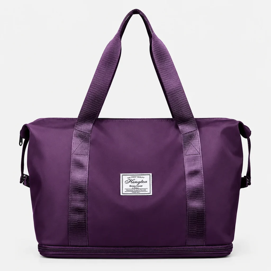 Foldable waterproof travel duffel bag with double-layer design
