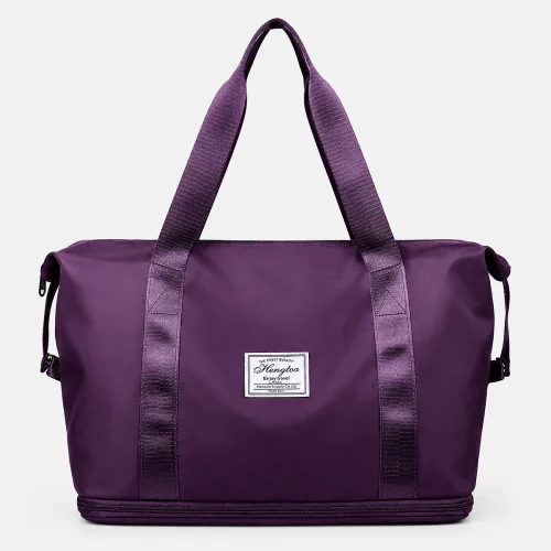 Foldable waterproof travel duffel bag with double-layer design