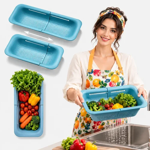 Over-the-sink dish rack adjustable kitchen organizer