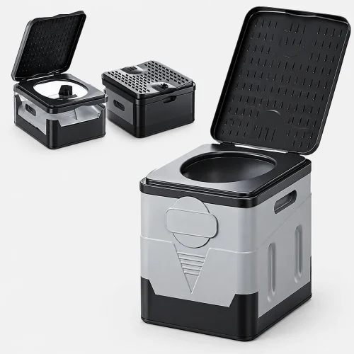 Portable folding camping toilet for reusable outdoor travel and hiking