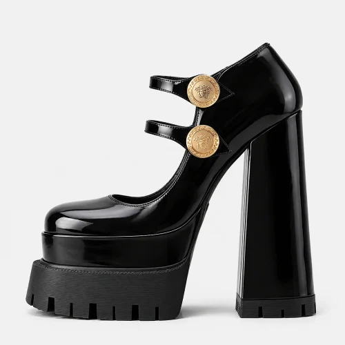 Women’s high platform block heels with ankle strap