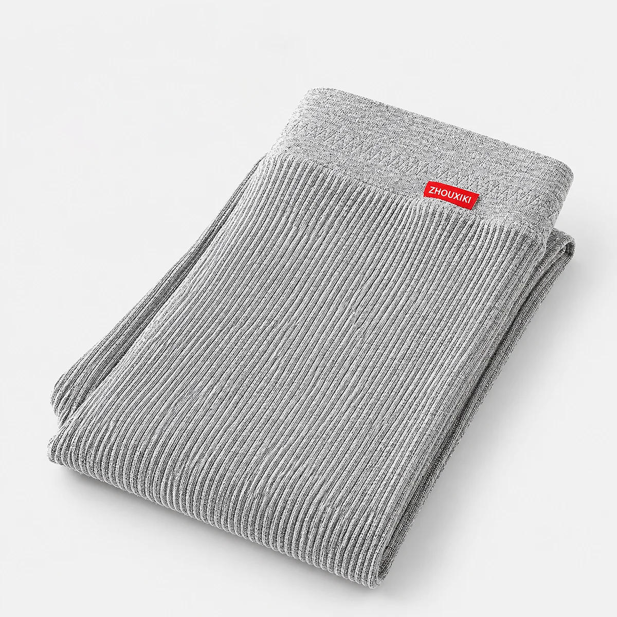 Light gray women’s ribbed high-waist leggings