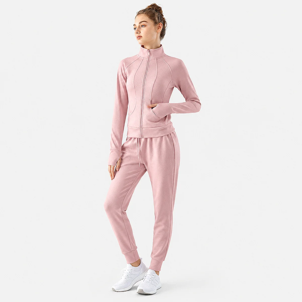 Clay powder women’s zipper collar fitness jacket