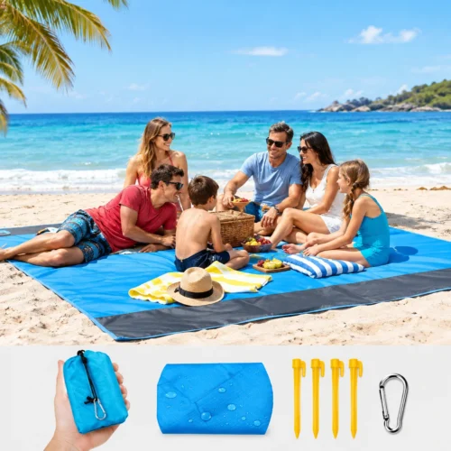 Portable folding camping mat and outdoor blanket