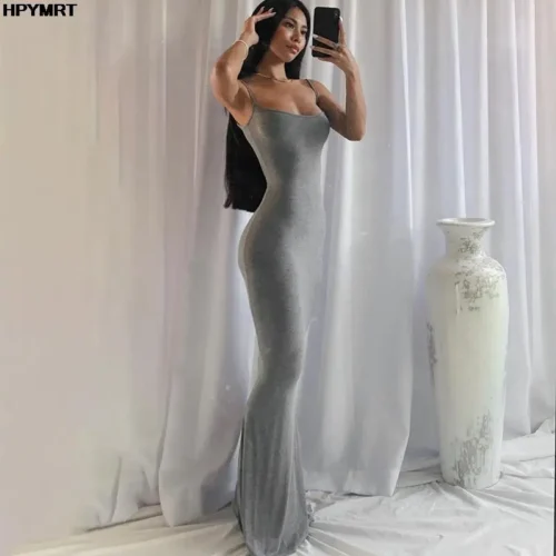 Alt: " Home product image – Acuvick " Women's Sleeveless Slim-Fit Maxi Dress