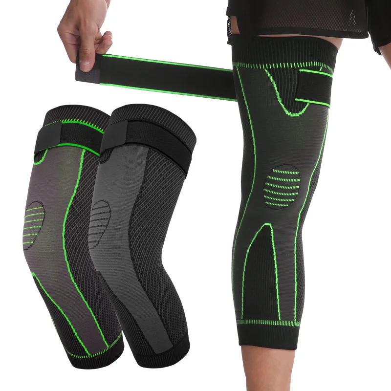 Alt: " Long Knee Support Sleeve with Adjustable Strap product image – Acuvick " Long Knee Support Sleeve with Adjustable Strap