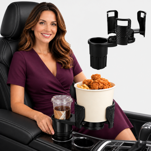 Multifunctional car cup holder expander and auto organizer