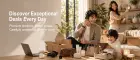 Modern tech and gadgets lifestyle image showing smart devices in a clean, minimalist workspace